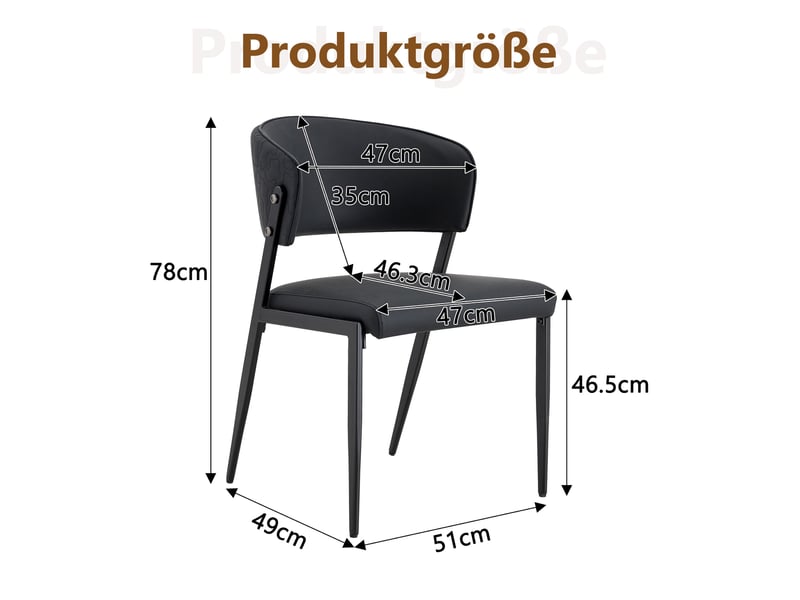  Chaise rembourrée à dossier ergonomique en pu et métal noir  - Conforama E