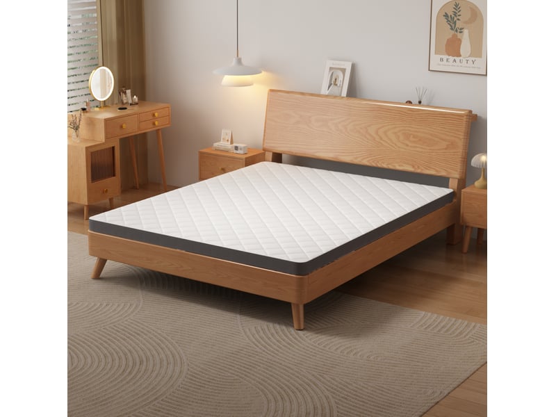  Matelas double 140x200x7 cm h3 en mousse blanc et gris, 7 zones de soutien sur les deux faces pour la chambre  - Conforama B