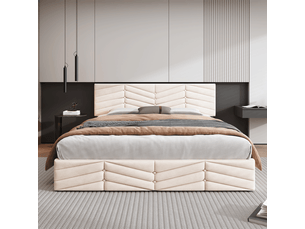 Lit coffre 140x200 cm REDOM coloris beige