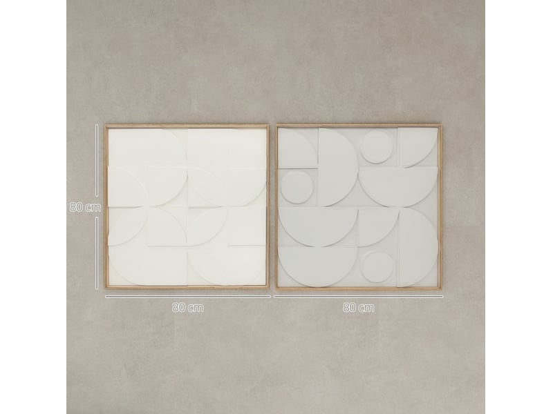  Lot de 2 décorations murales 3d géométriques 80 x 3,5 x 80 cm blanches, panneaux eva, cadre ps  - Conforama C