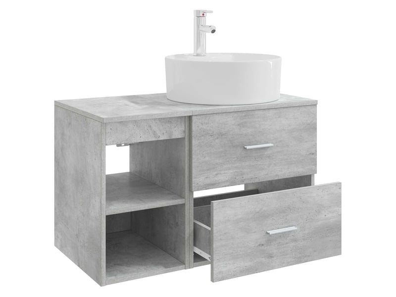 Ensemble de mobilier de salle de bain 2 pcs gris béton shl6126 - Conforama D