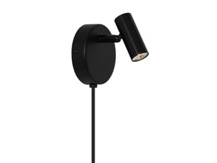 Applique murale spot rond orientable minimaliste, omari en métal noir, ip20, nordlux