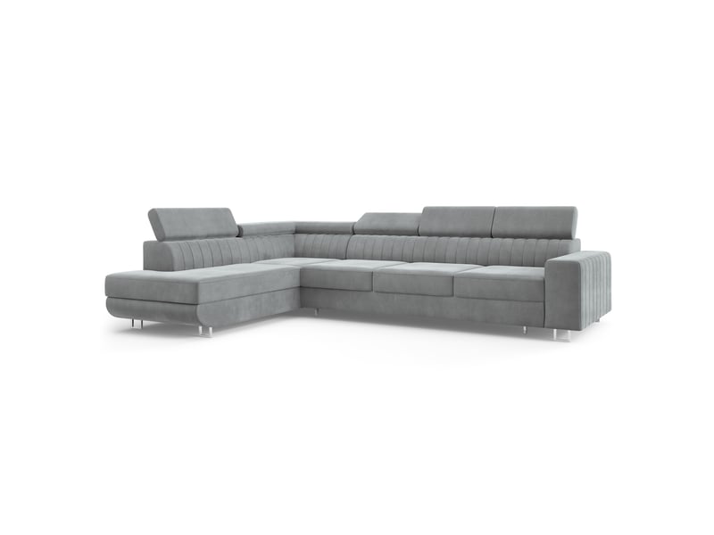  Canapé d'angle hestion, velours gris clair  - Conforama A