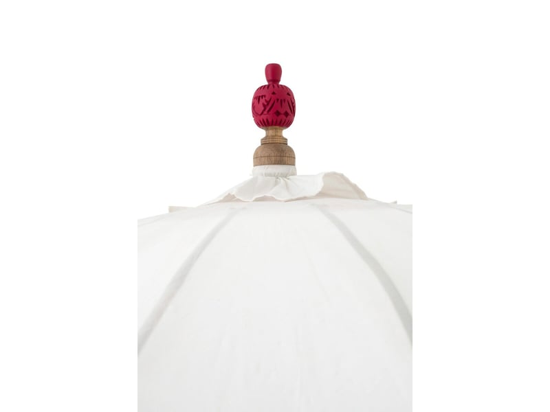  Parasol rond à franges flavie 180cm écru &amp; rose  - Conforama D