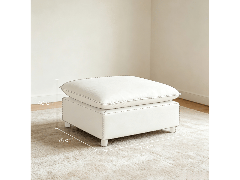  Pouf carré gris 75 x 75 cm en tissu, assise d'appoint rembourrée pour salon, chambre ou entrée élégante  - Conforama C