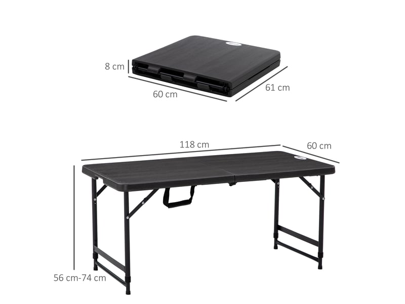  Table de jardin pliable réglable en hauteur 4 personnes 118 x 60 x 74 cm  - Conforama C