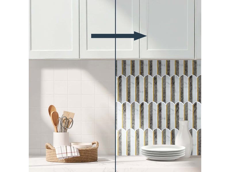  Sticker adhésif effet marbre ogive 25x30cm gris  - Conforama D