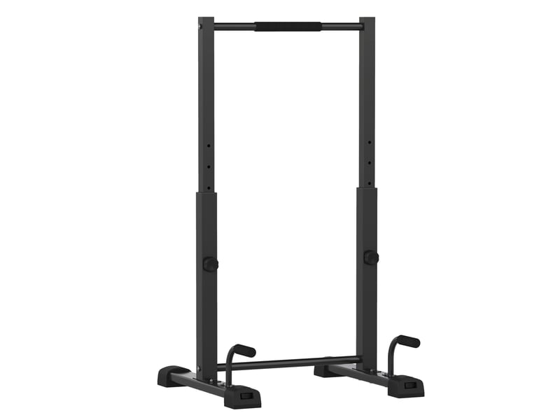  Station de dips réglable 93-117 cm avec barre de traction et 4 poignées de pompes, acier noir, jusqu'à 540 kg  - Conforama A