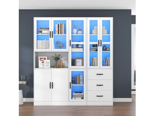 Vitrine coloris blanc 8 étagère(s) OKWISH  - 180 cmx200 cm