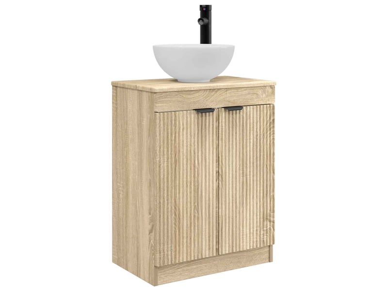  Meuble salle de bain avec évier, meuble de rangement chêne sonoma 54x35x83 cm shl9615  - Conforama A