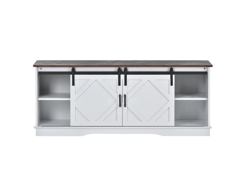  Meuble tv 150x40x60 cm 2 portes coulissantes étagères réglables moderne  - Conforama A