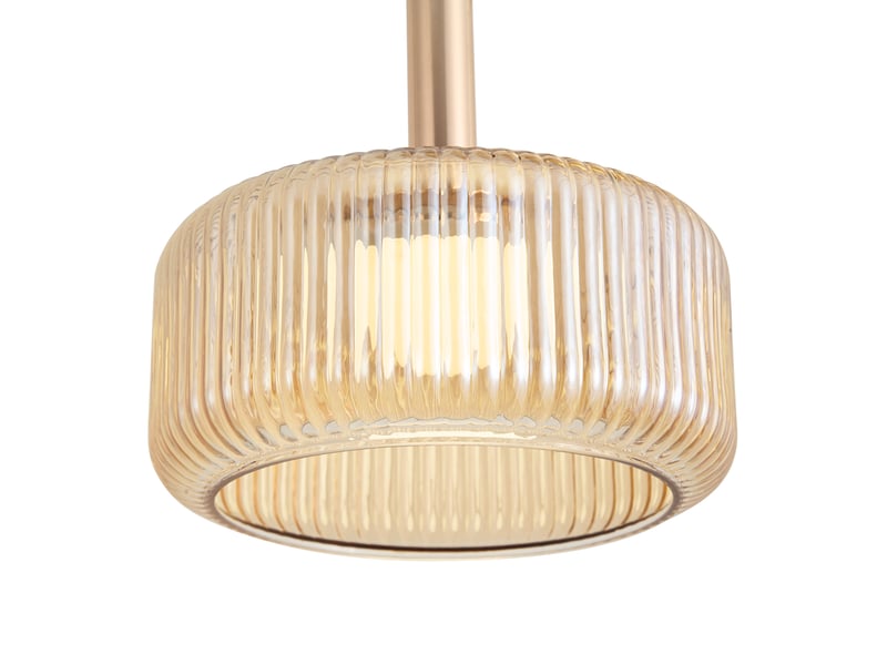  Suspension design fiera or rose avec verre ambré, led intégrée dimmable en 3 étapes, 3 lumières et système easylift  - Conforama B