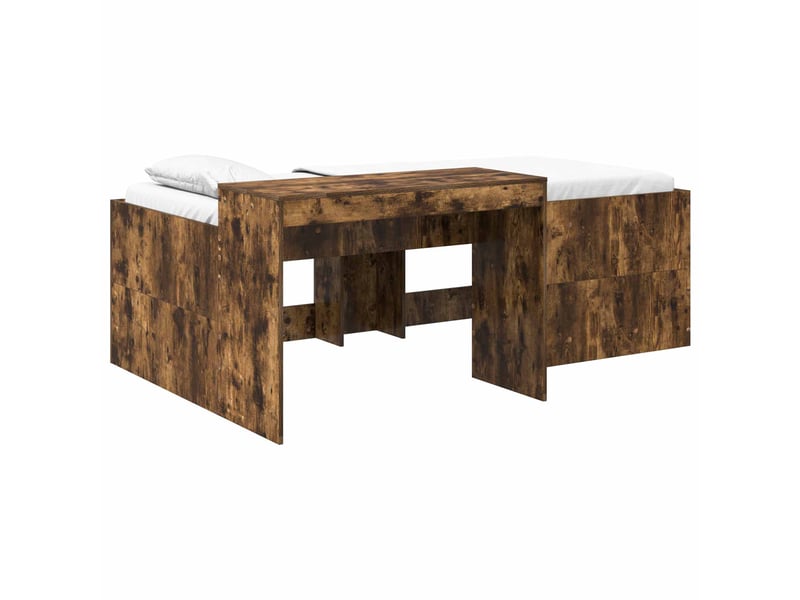 Lit haut pour enfants - lit jeune avec bureau chêne fumé 80 x 200 cm - Conforama A