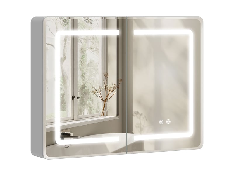  Armoire de toilette led avec miroir anti-buée en aluminium 80 x 13,5 x 60 cm  - Conforama A