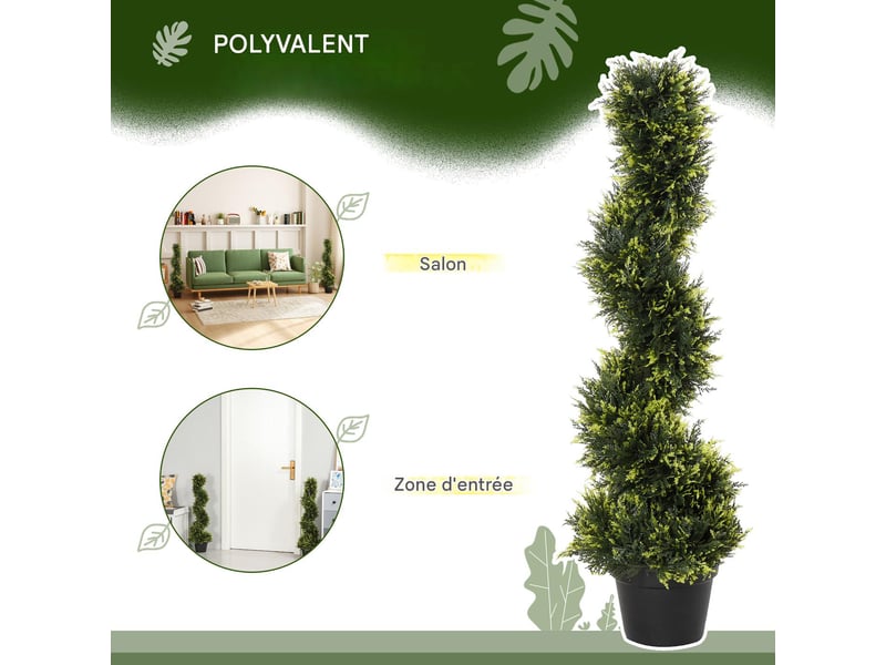  Plante artificielle cèdre en spirale avec pot plastique vert ø 18 x h 90 cm  - Conforama D