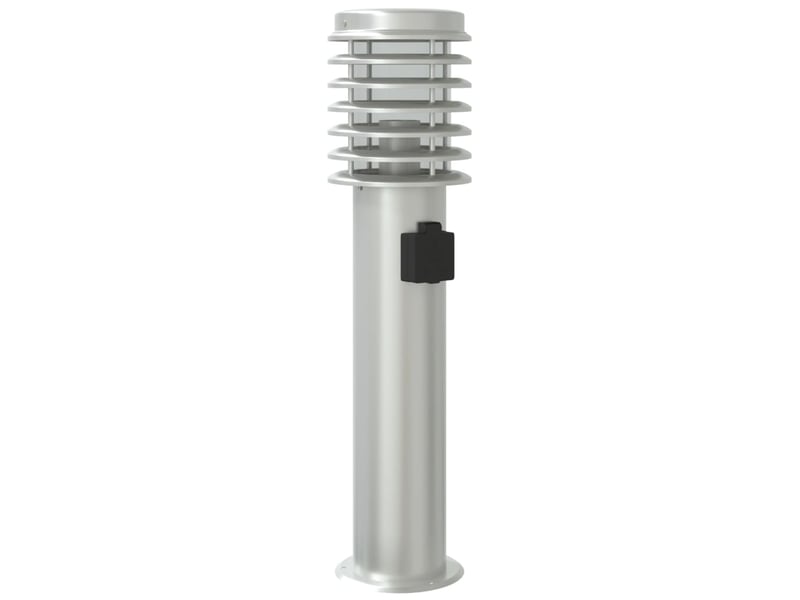  Lot de 3 lampadaires d'extérieur avec prise intégrée jardin 14 x 14 x 60 cm en acier inoxydable argenté 02_0056636  - Conforama D