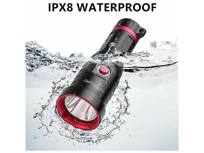  Lampe torche led ultra puissante,10000 lumens lampe de poche,ipx8 étanche 3 modes d'éclairage antichoc anti-dérapant lampe pour plongée camping randon  - Conforama C