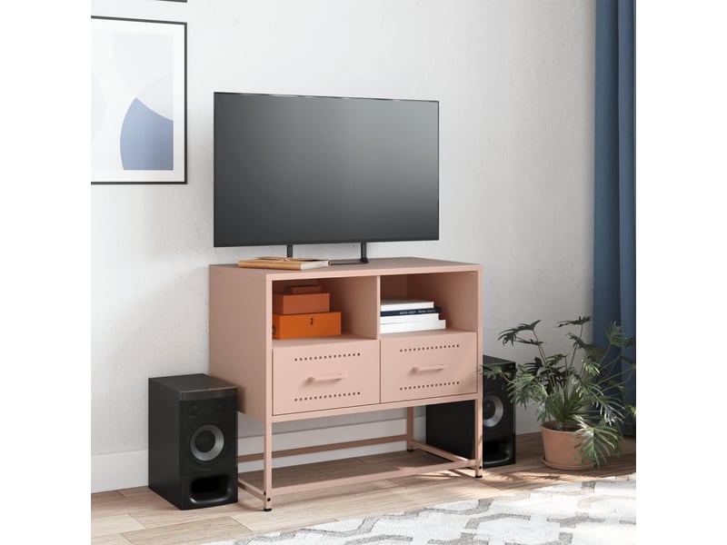  Meuble tv - banc tv - meuble de rangement rose 68x39x60,5 cm acier  - Conforama C