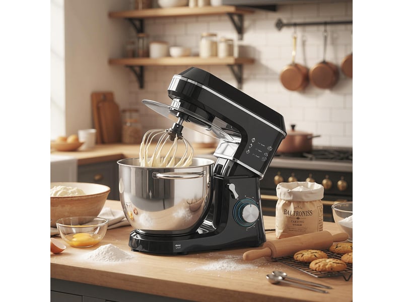 Robot pâtissier 1400 w, robot pétrin professionnel 7 l avec 6+p vitesses, crochet pétrisseur, noir - Conforama B