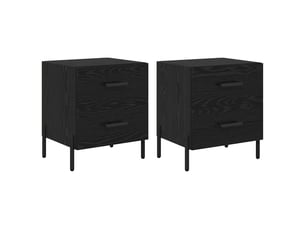 Table de chevet 2 pièces chêne noir 40 x 35 x 47,5 cm