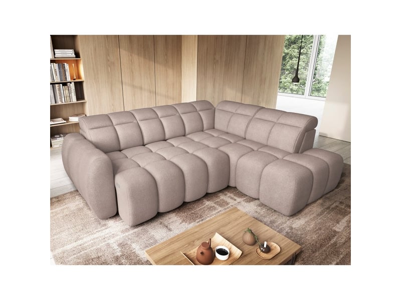  Canapé d'angle électrique ronda 4 places marron clair – angle droit  - Conforama B