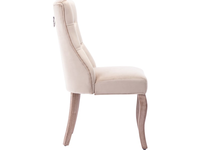  Lot de 4 chaises salle à manger 51x47x97 cm en velours beige, dossier élevé capitonné à boutons  - Conforama E