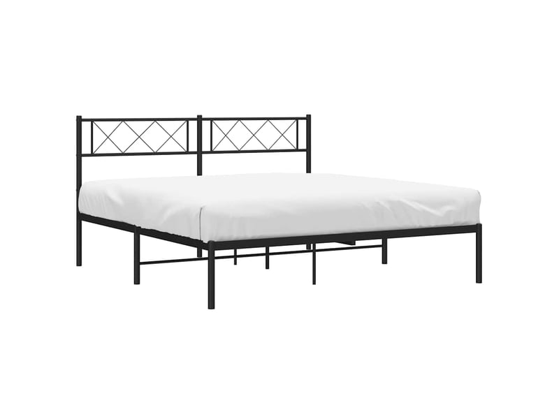  Lit double- lit adulte -  cadre de lit métal sans matelas avec tête de lit noir 150x200cm  - Conforama C