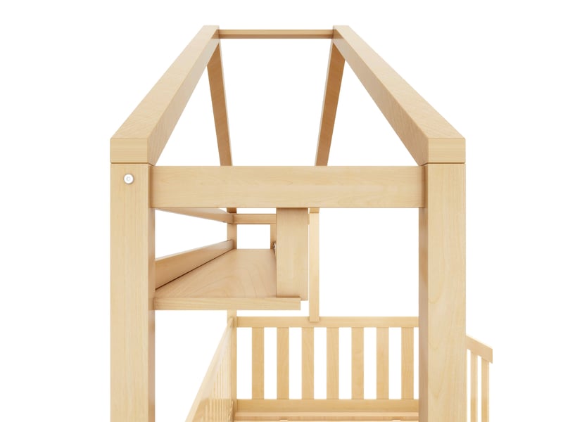  Lit cabane enfant 90x200 avec étagère, lit enfant avec tiroirs pratiques, lit enfant couleur bois naturel en pin massif, 150kg  - Conforama W