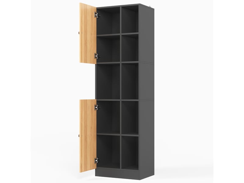  Armoire d’angle haute anthracitechêne, 2 portes, 6 étagères, 50 x 35,5 x 170 cm  - Conforama D