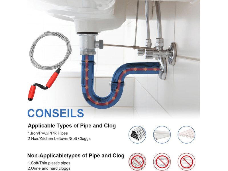  Furet deboucheur canalisation avec manivelle 3m spirale deboucheur canalisation professionnel deboucheur wc deboucheur evier furet  - Conforama C
