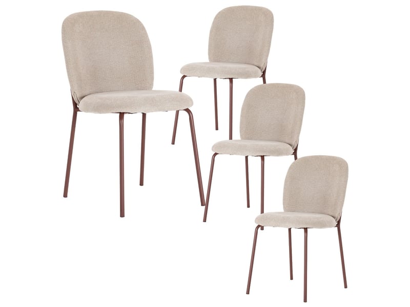  Lot de 4 chaises en tissu polyester doux beige et pieds en métal laqué terracotta - darris DARRIS - Conforama A