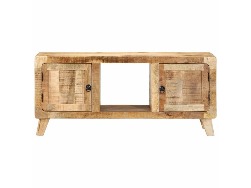  Meuble tv - banc tv - meuble de rangement 105x46x32 cm bois massif de manguier brut  - Conforama A