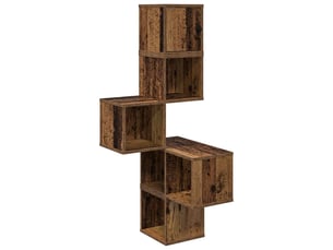 Étagère d'angle flottante, étagère murale bois ancien 48 x 48 x 120 cm cf41387