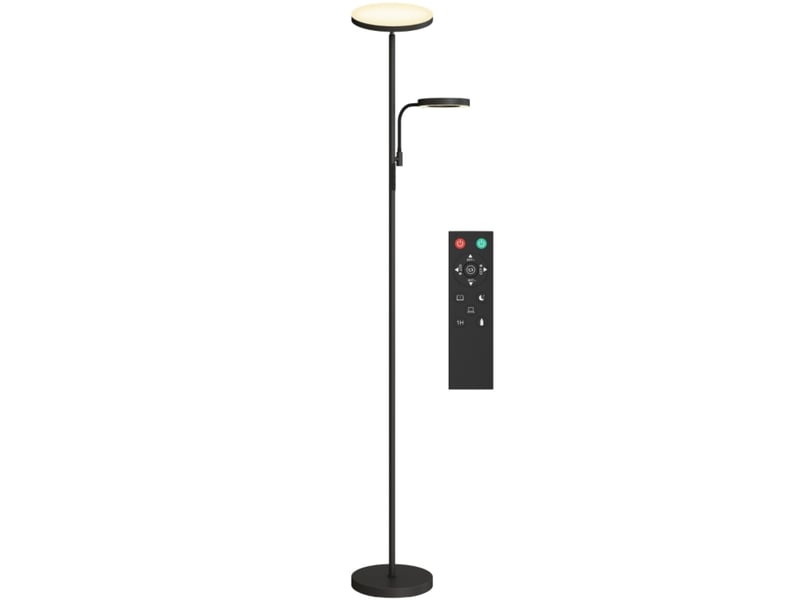  Lampadaire led 42 w ø25 x h175 cm en métal et pc avec variateur et télécommande noir chicfurn  - Conforama A
