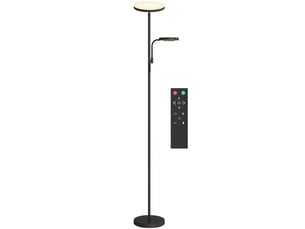 Lampadaire led 42 w ø25 x h175 cm en métal et pc avec variateur et télécommande noir chicfurn