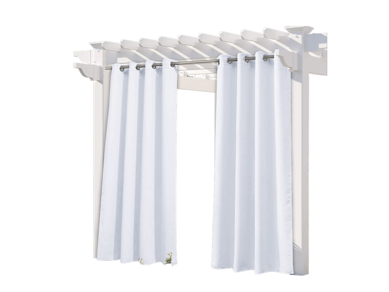  Rideaux d'extérieur - rideaux de terrasse imperméables à œillets, rideaux isolants thermiques, décoration de jardin, l 132 x h 213 cm, blanc, 1 paire  - Conforama A
