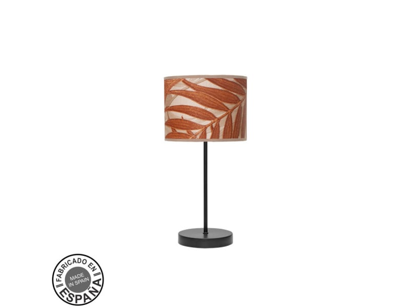  Fabrilamp moda lampe à poser noir terre cuite, abat-jour textile motif feuillage terre cuite, 1 x e14, 42 cm 212470029 - Conforama A