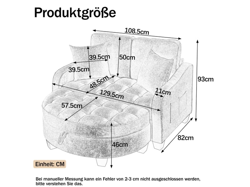  Canapé-lit 1 place convertible noir en chenille avec pouf de rangement  - Conforama C