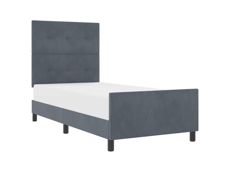  Lit simple- lit adulte -  lit à ressorts avec tête de lit gris foncé 100 x 200 cm velours  - Conforama A