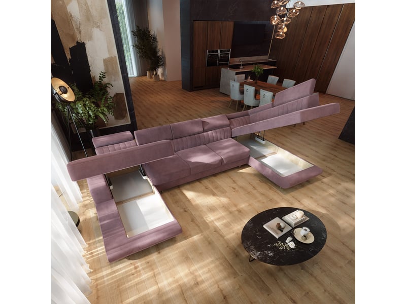  Canapé d'angle gaian, velours bruyère  - Conforama C