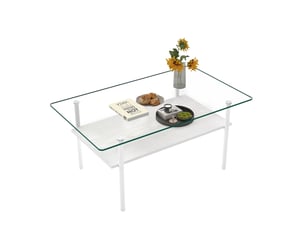 Table basse rectangulaire coloris blanc LPOSPI - 57.7 cmx97.7 cm