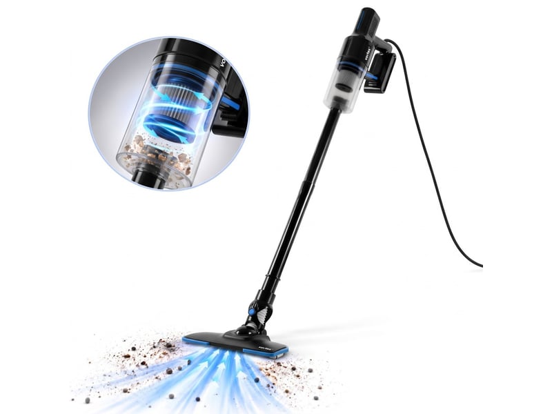 Vortex - aspirateur balai 2en1 filaire - 400w - filtre hepa - poignée ergonomique - cordon 5m - noir RL18 - Conforama B