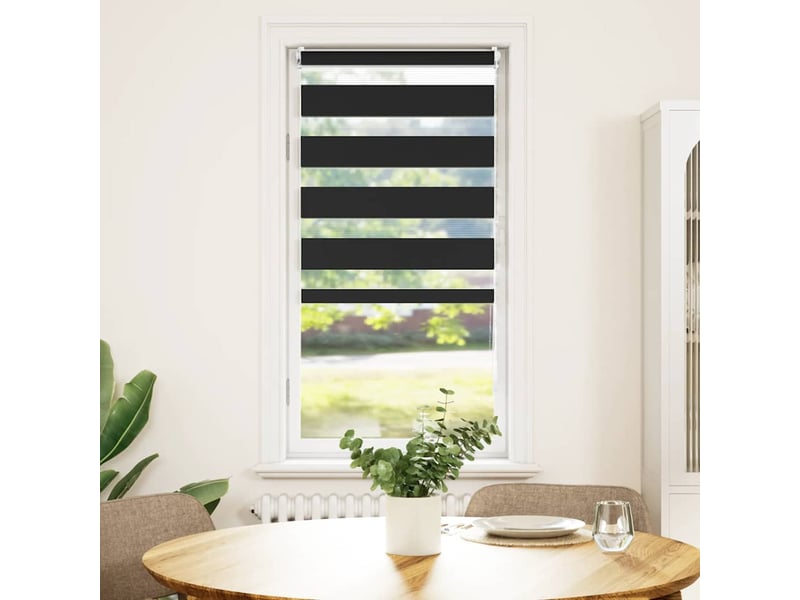 Store vénitien zébré, store de fenêtre 80,9 x 150 cm, largeur du tissu 76,7 cm, noir cf48236 - Conforama B