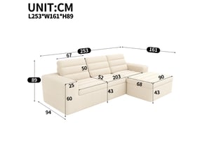Canapé d'angle modulable 4 places en velours côtelé beige sans armature
