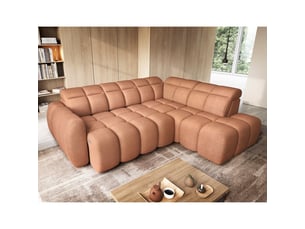 Canapé d'angle électrique ronda 4 places orange corail – angle droit