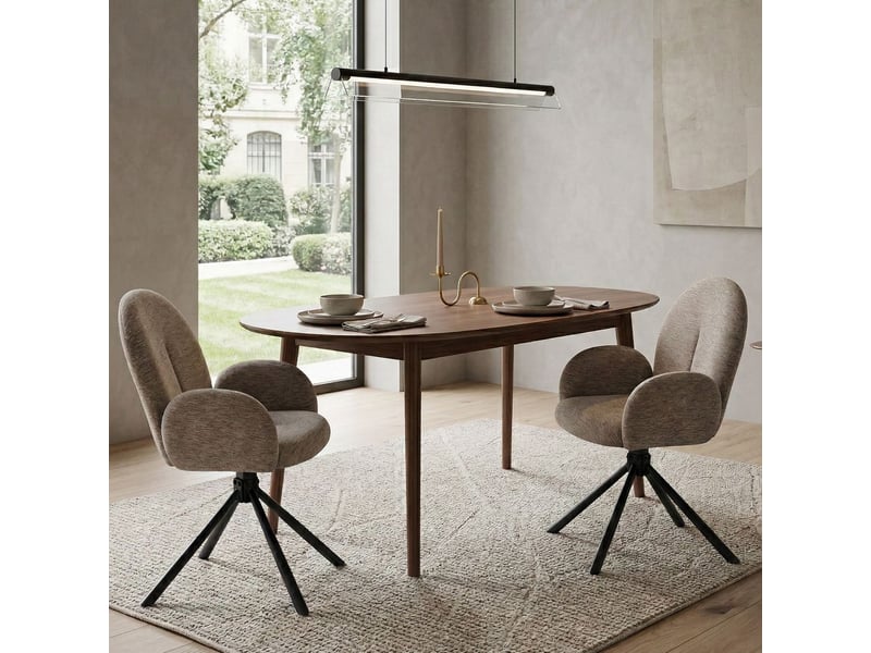  Lot de chaises 2 chaises chaise repas pivotante accoudoirs rembourrage doux effet velours pieds métal taupe  - Conforama B