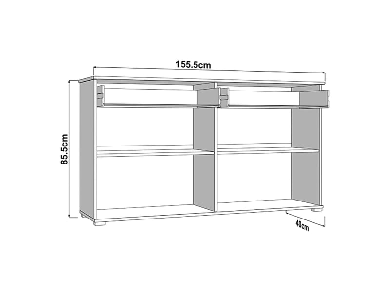  Buffet quarna, meuble 3 étagères, 156x40x86h cm blanc crème Quarna - Conforama D