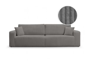 Canapé droit fixe LOUNGITUDE ALYA 3 places Velours gris avec coffre de rangement