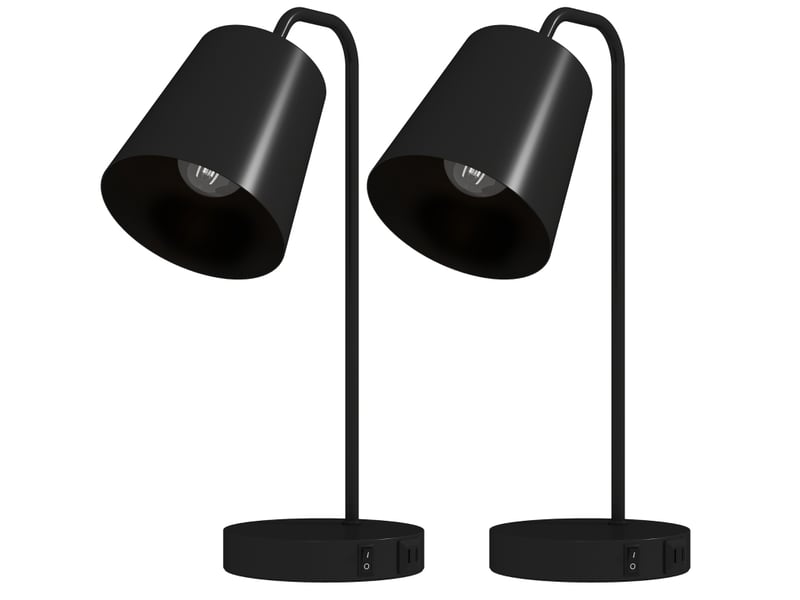 Lot de 2 lampes de table 28x15x41 cm en acier avec ports usb-a et usb-c noir chicfurn - Conforama A