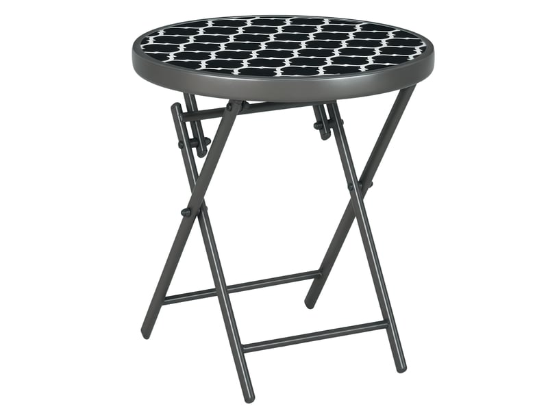 Table de jardin pliante ronde, résistante aux intempéries, ø45 x 50 cm, noire - Conforama A